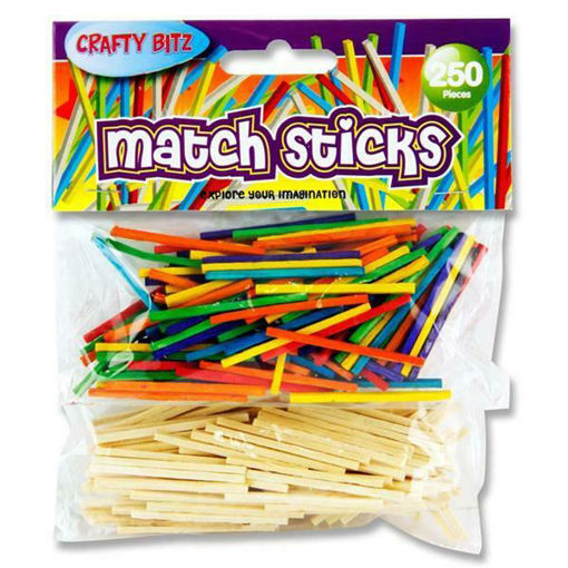 Picture of CRAFTY BITZ MATCH STICKS ASSORTED COLOURS X250 PIECES